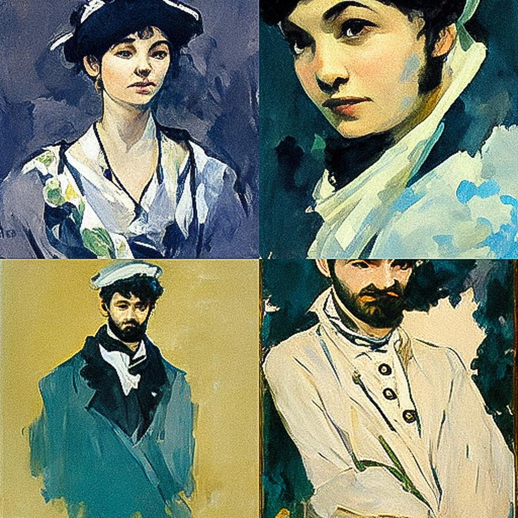 Edouard Manet style, Midjourney V3, render 1 of 4
