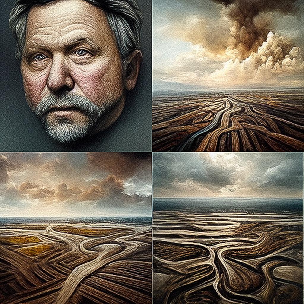 Edward Burtynsky style, Midjourney V3, render 1 of 4