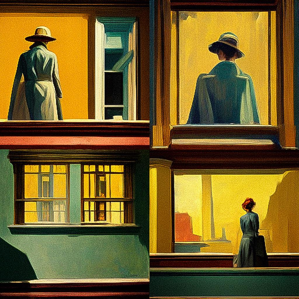 Edward Hopper style, Midjourney V3, render 1 of 4
