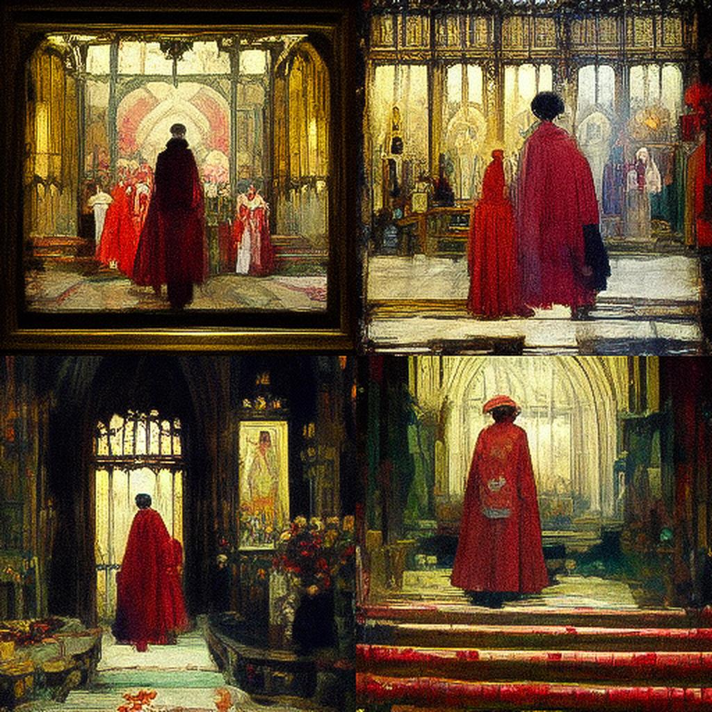 Edwin Austin Abbey style, Midjourney V3, render 1 of 4