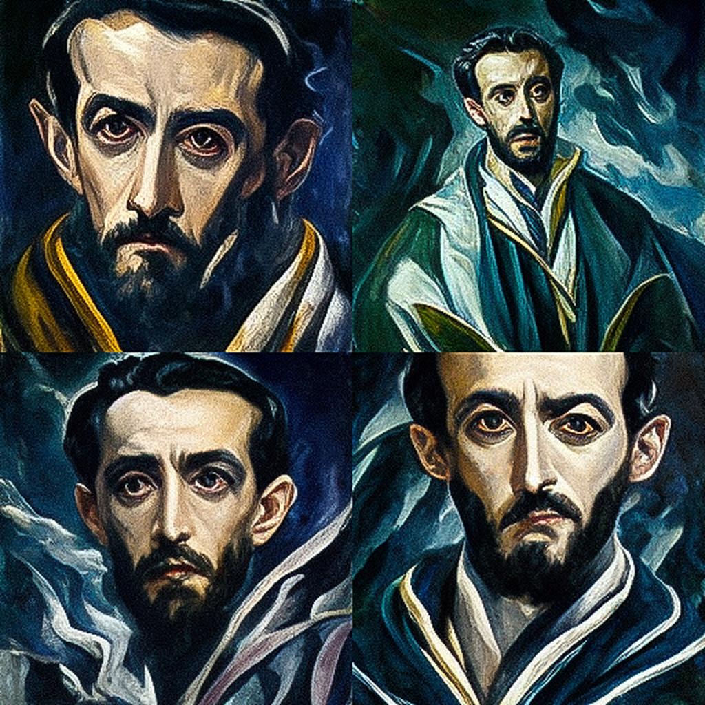 El Greco style, Midjourney V3, render 1 of 4