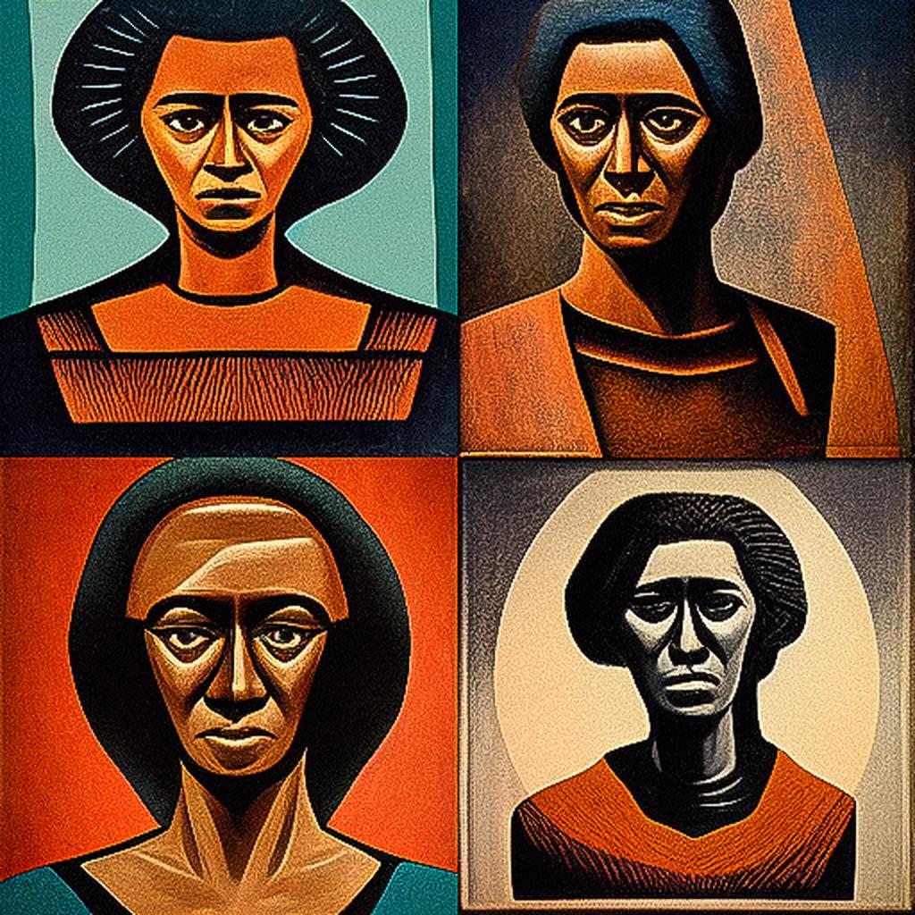 Elizabeth Catlett style, Midjourney V3, render 1 of 4