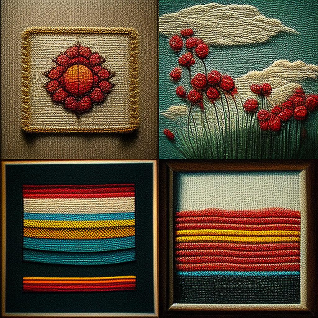 Embroidery style, Midjourney V3, render 1 of 4