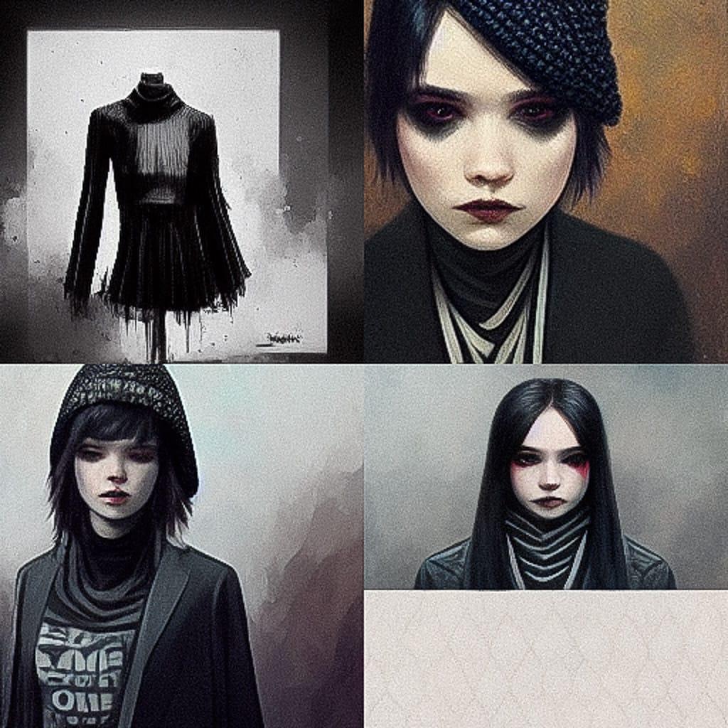 Emo fashion style, Midjourney V3, render 1 of 4