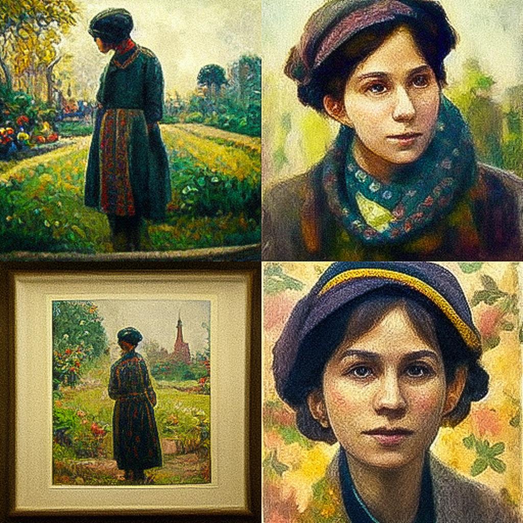 Esther Pissarro style, Midjourney V3, render 1 of 4