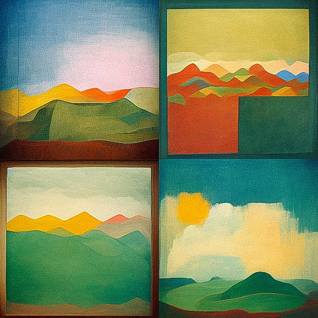 Etel Adnan style, Midjourney V3, render 1 of 4