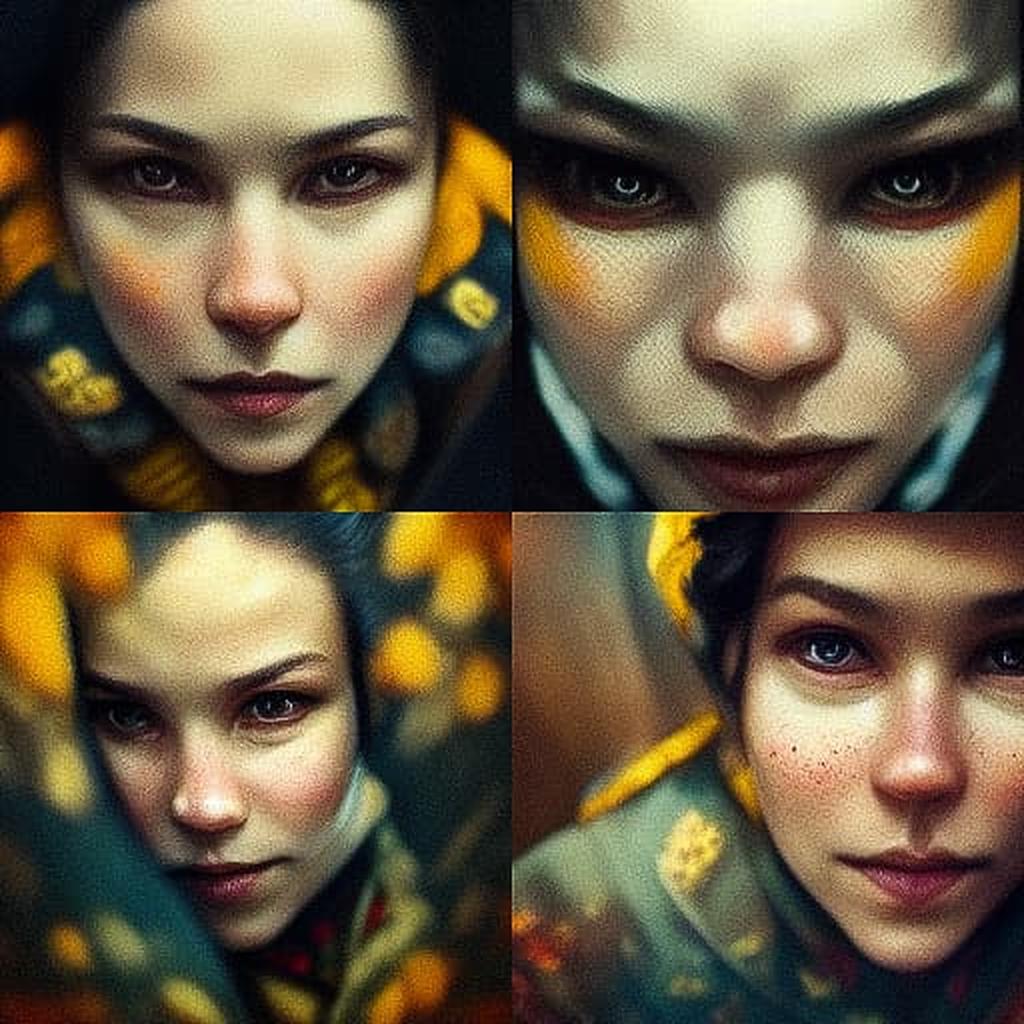 Extreme close-up portrait style, Midjourney V3, render 1 of 4