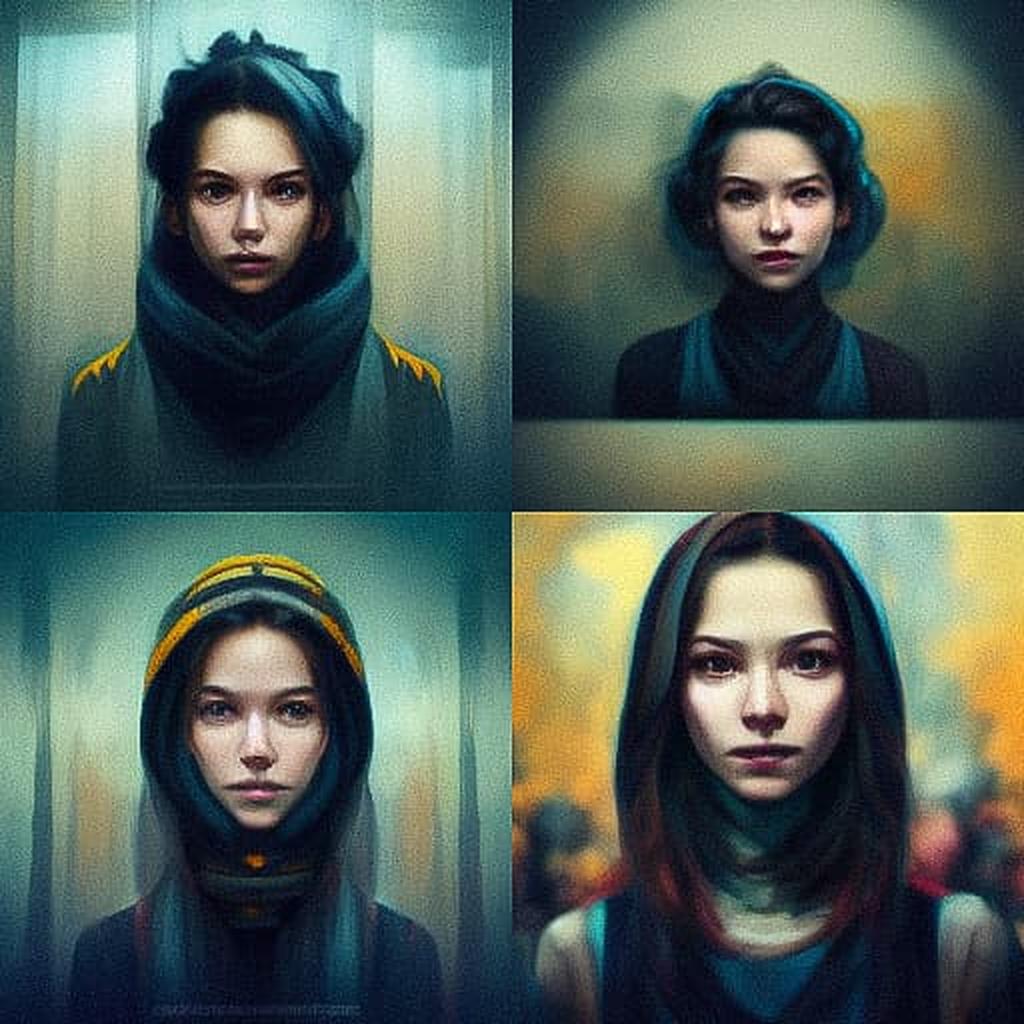 Extreme wide portrait style, Midjourney V3, render 1 of 4