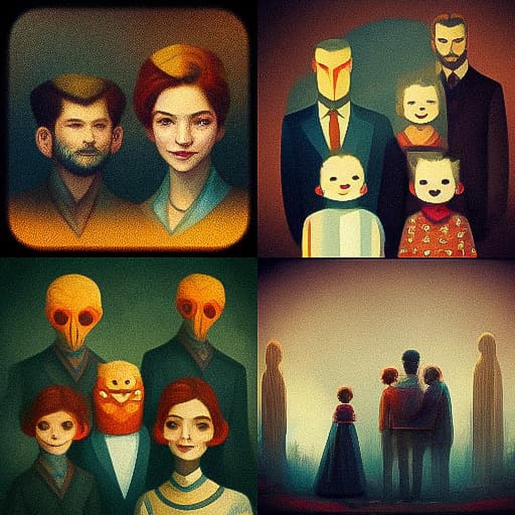 Family portrait style, Midjourney V3, render 1 of 4
