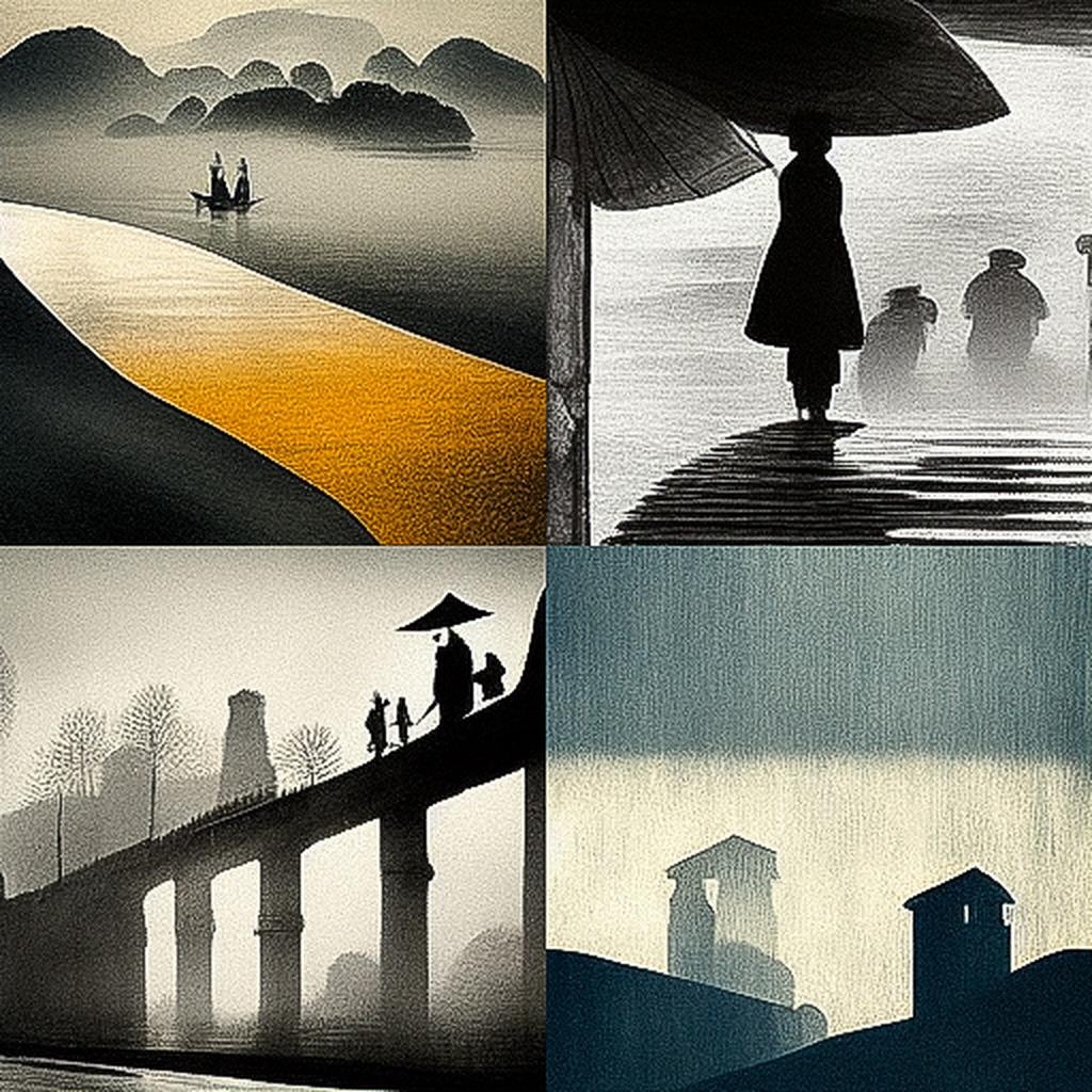 Fan Ho style, Midjourney V3, render 1 of 4