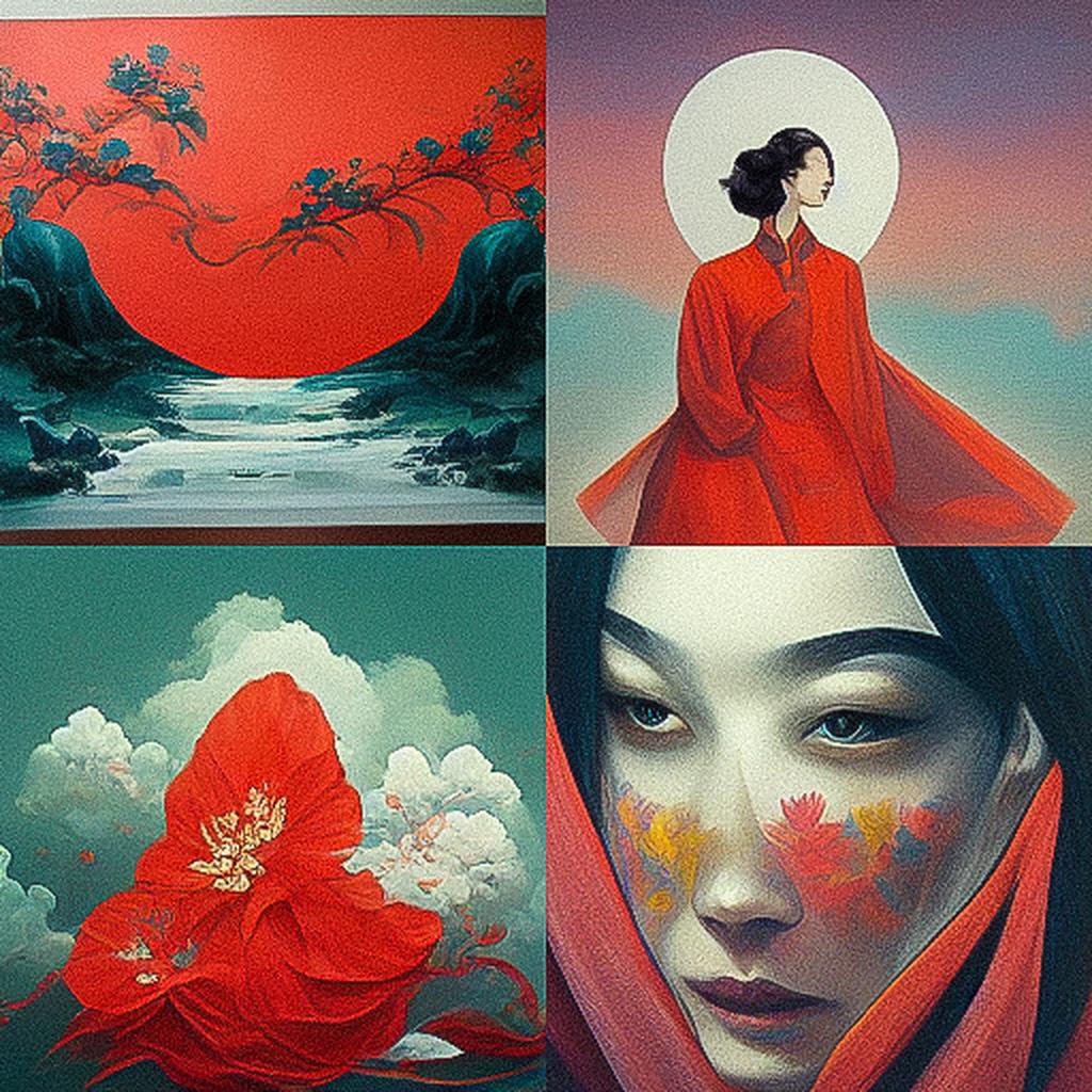 Fang Lijun style, Midjourney V3, render 1 of 4