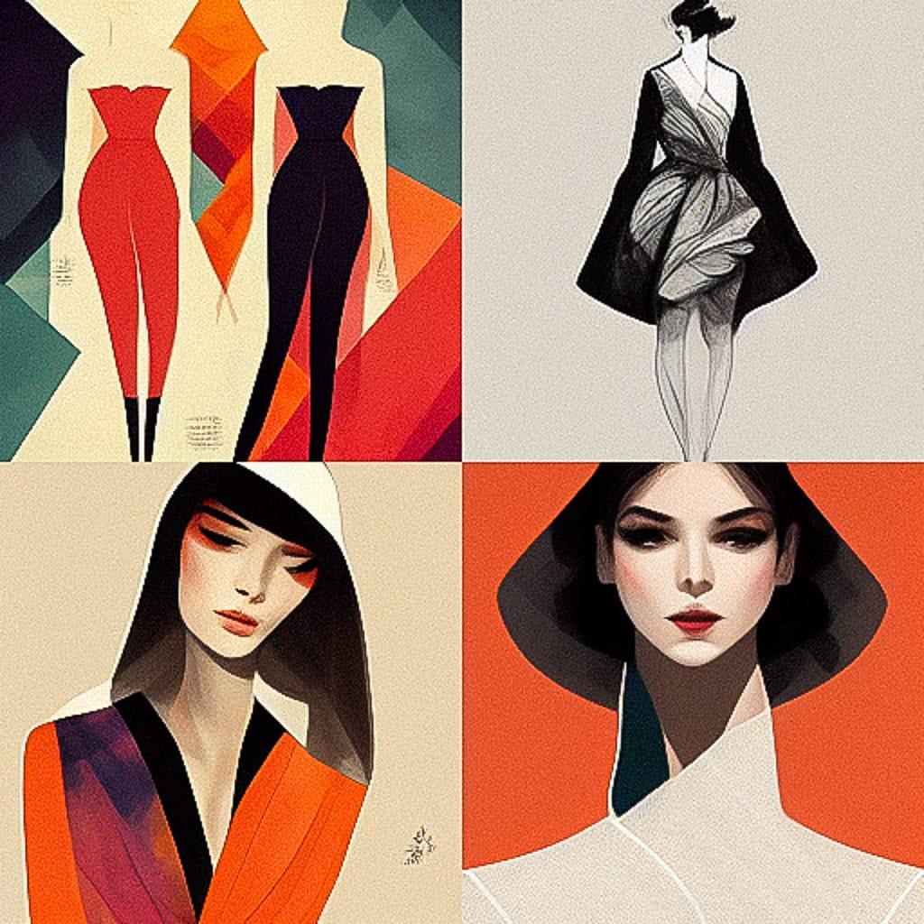 Fashion illustration style, Midjourney V3, render 1 of 4