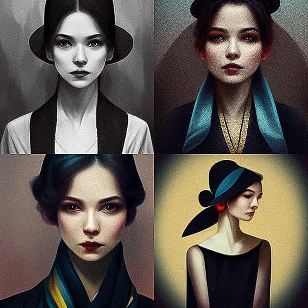 Fashion portrait style, Midjourney V3, render 1 of 4