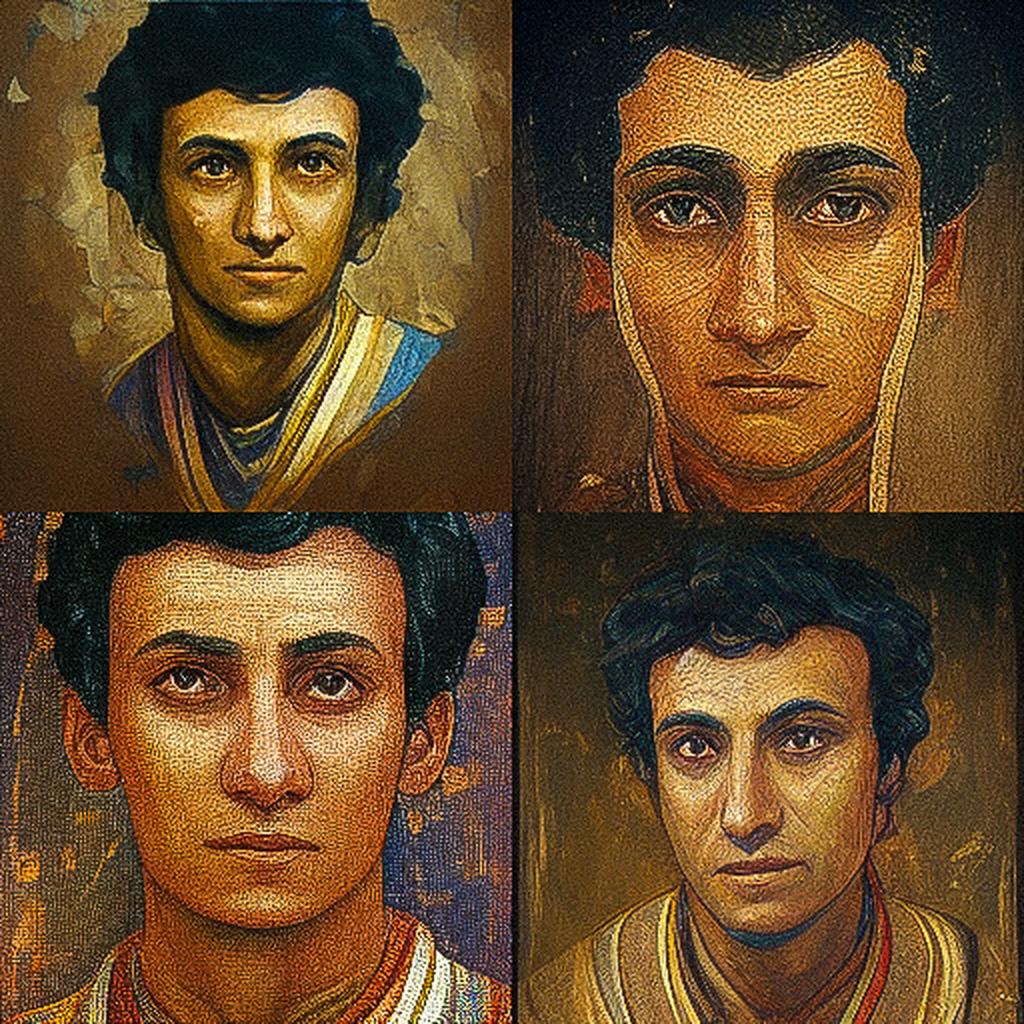 Fayum portrait style, Midjourney V3, render 1 of 4
