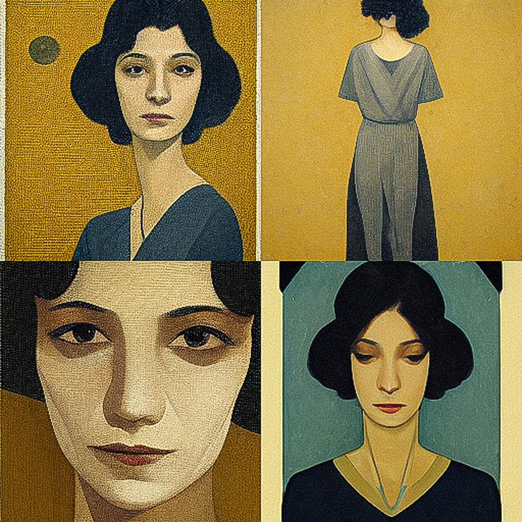 Felice Casorati style, Midjourney V3, render 1 of 4