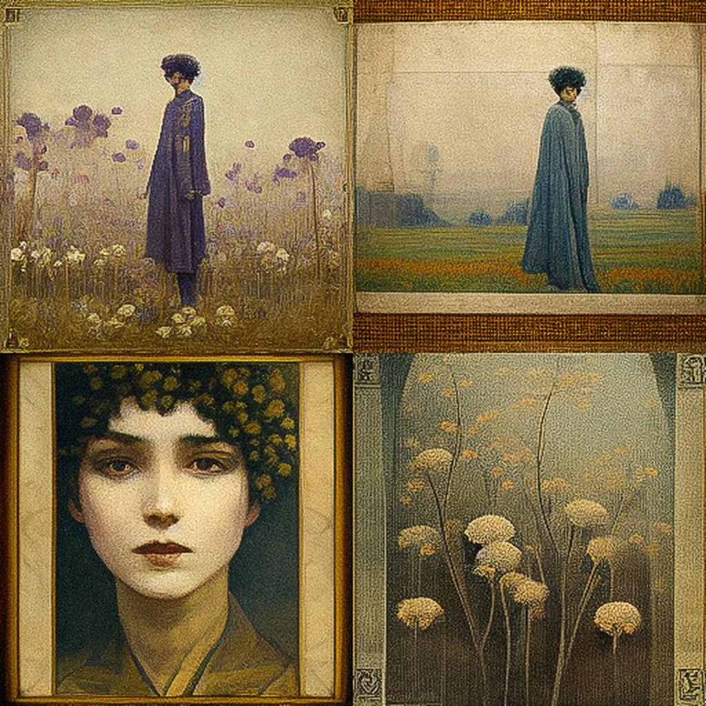 Fernand Khnopff style, Midjourney V3, render 1 of 4
