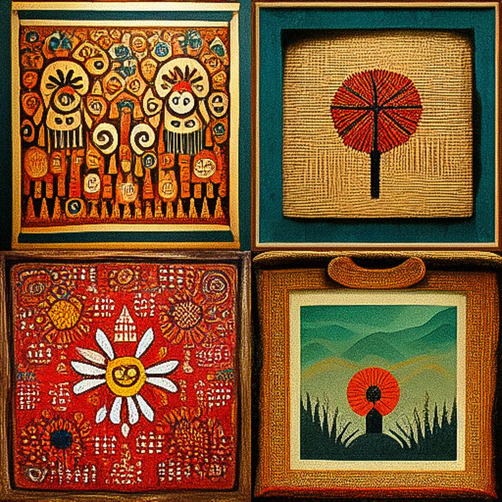 Folk art style, Midjourney V3, render 1 of 4