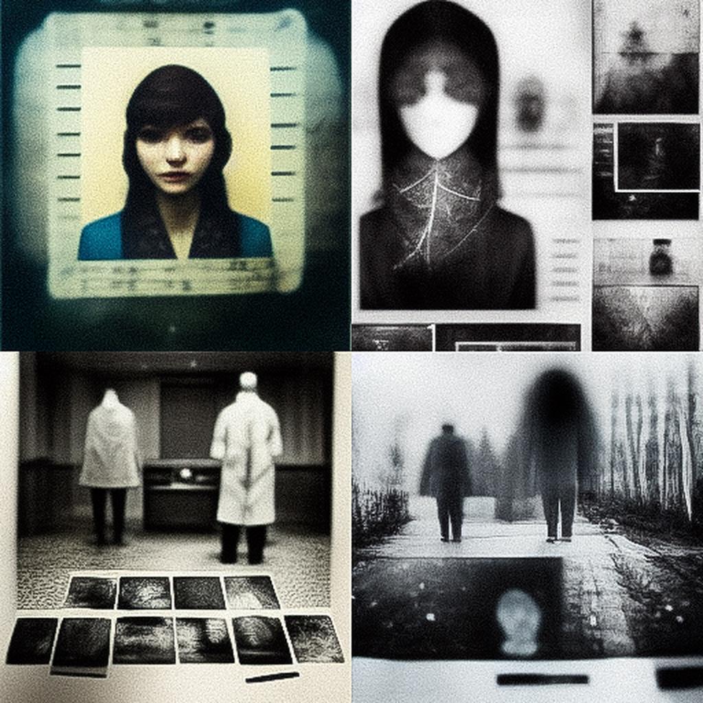 Forensic photography style, Midjourney V3, render 1 of 4
