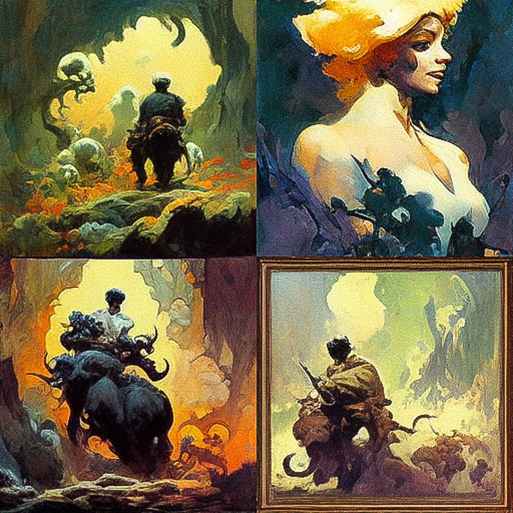 Frank Frazetta style, Midjourney V3, render 1 of 4