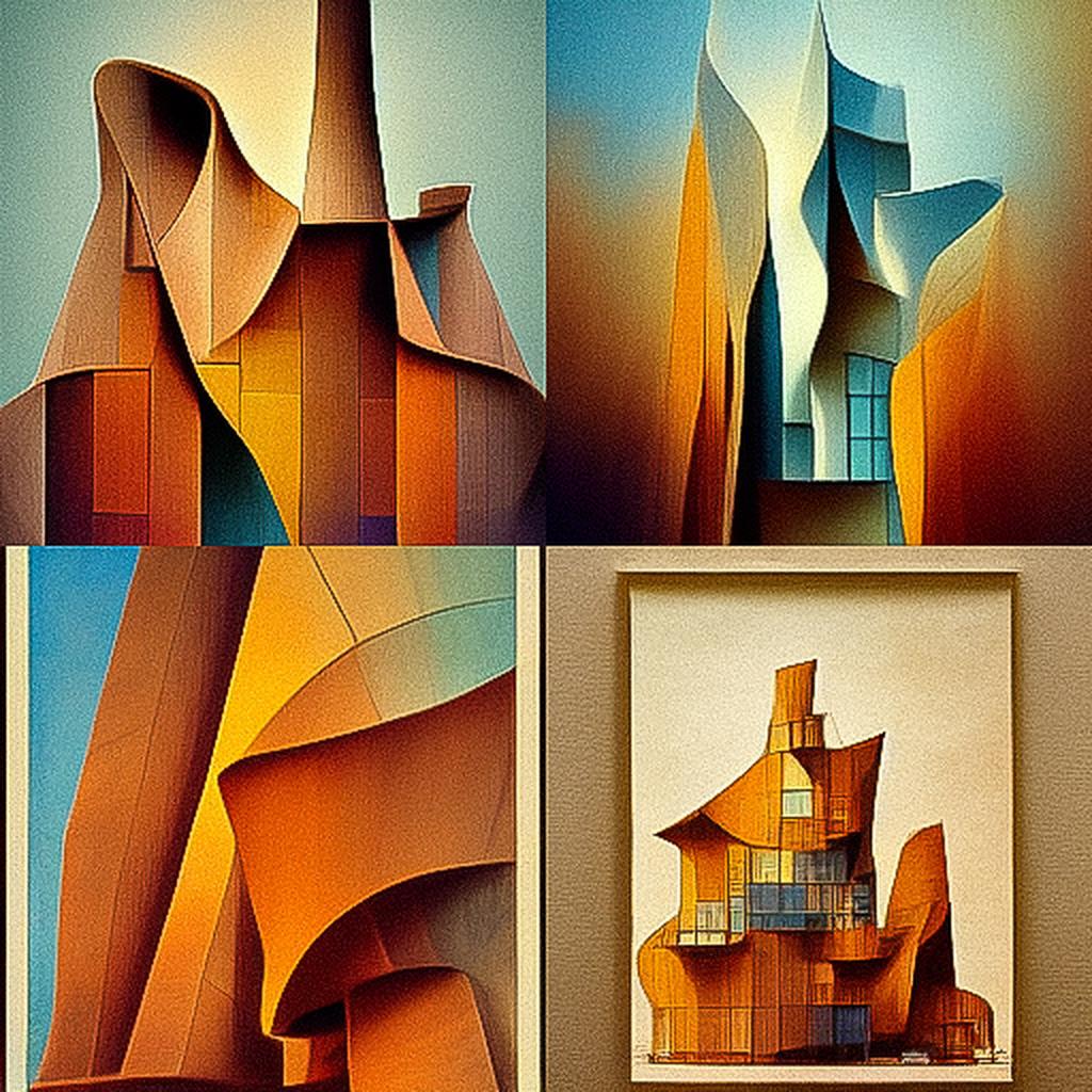 Frank Gehry style, Midjourney V3, render 1 of 4