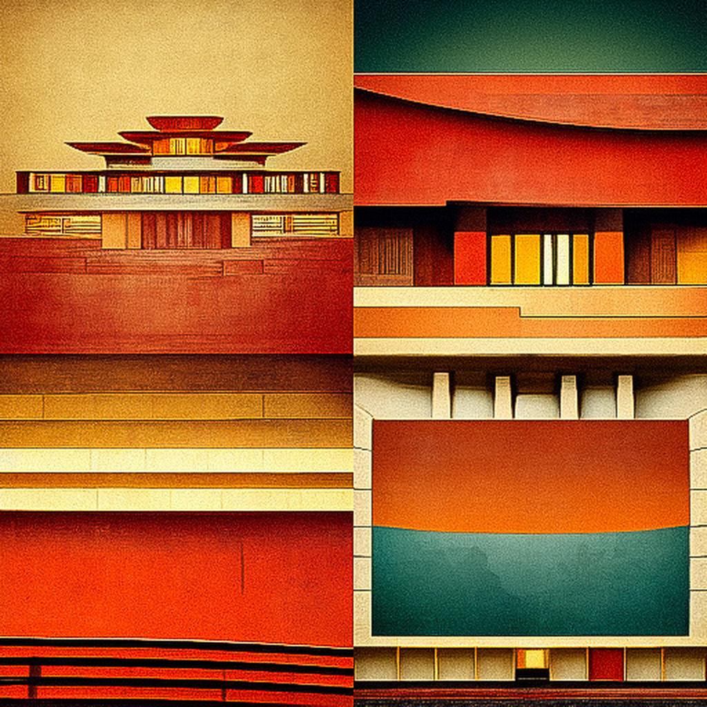 Frank Lloyd Wright style, Midjourney V3, render 1 of 4