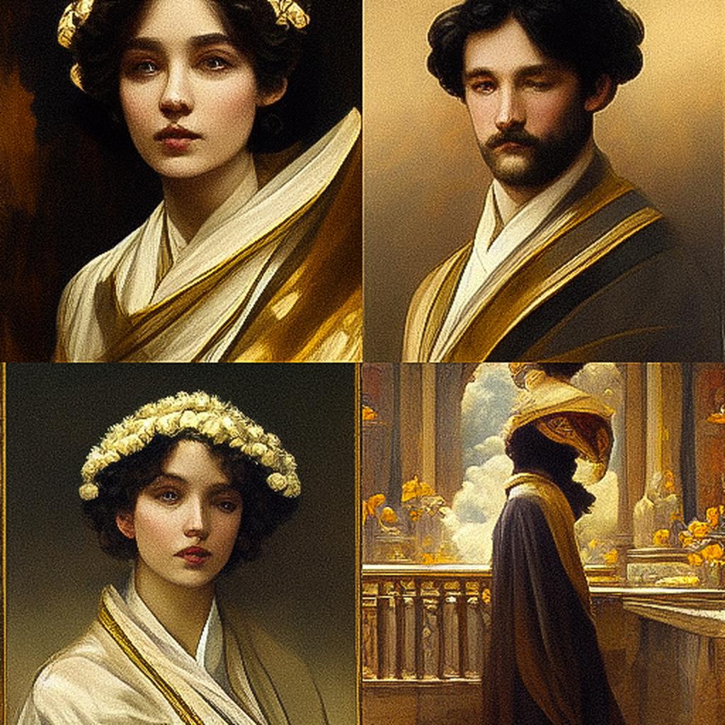 Frederic Leighton style, Midjourney V3, render 1 of 4