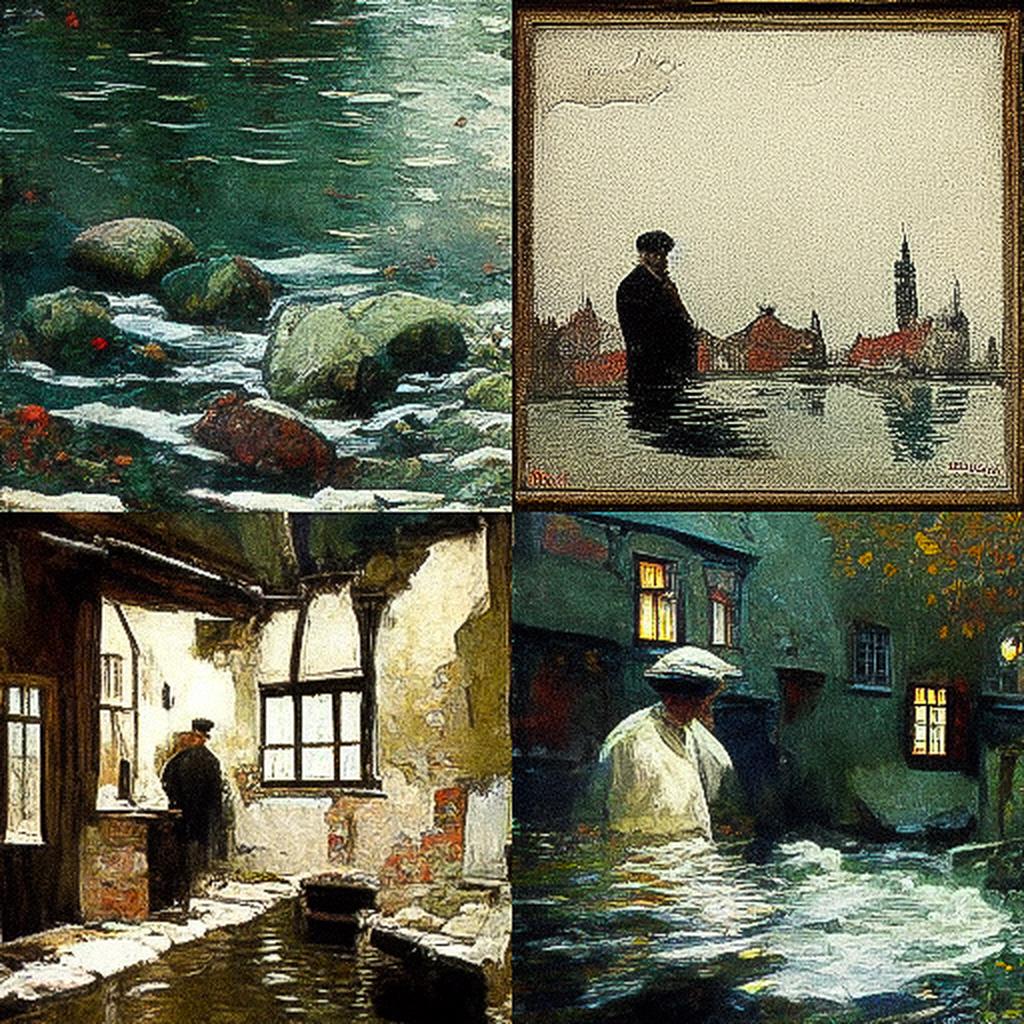 Frits Thaulow style, Midjourney V3, render 1 of 4