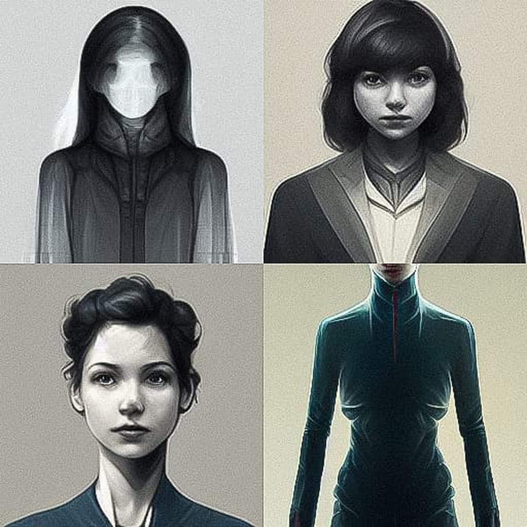 Full body height portrait style, Midjourney V3, render 1 of 4