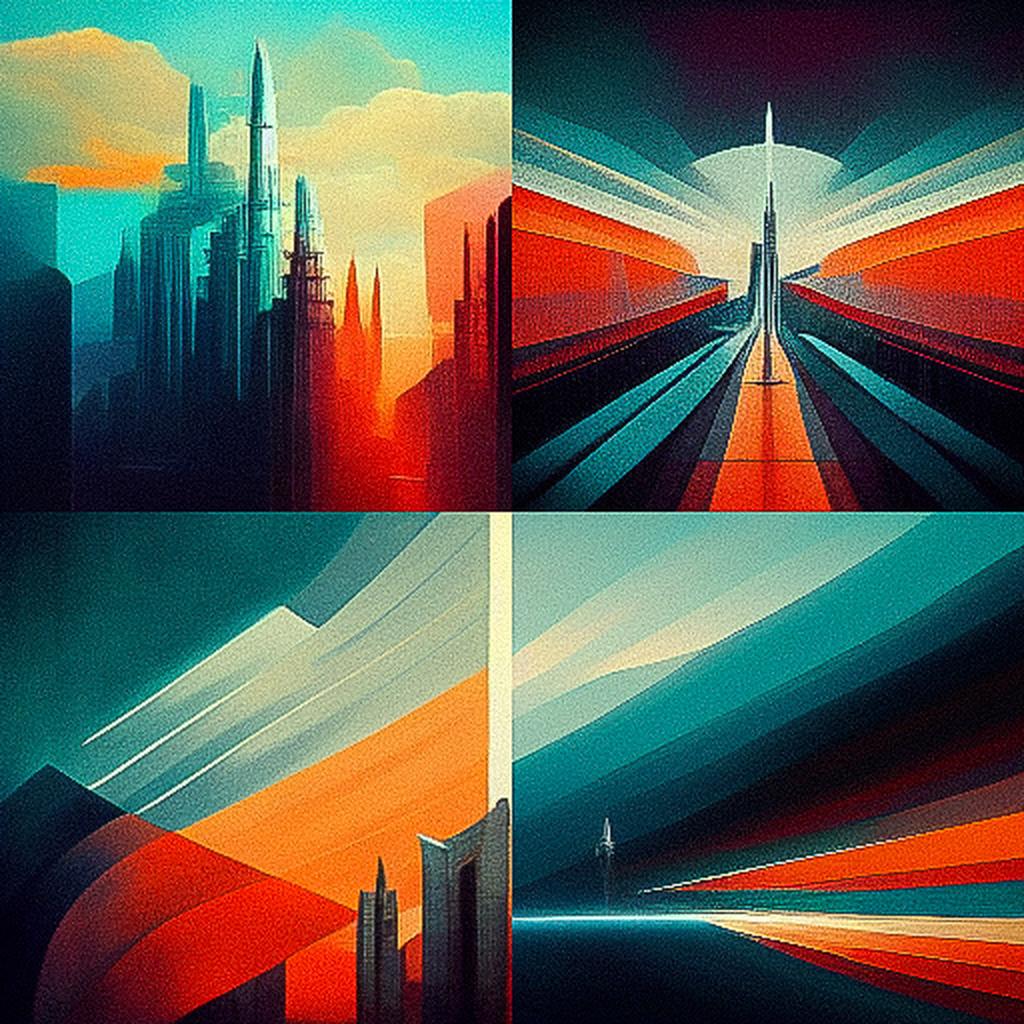 Futurism style, Midjourney V3, render 1 of 4
