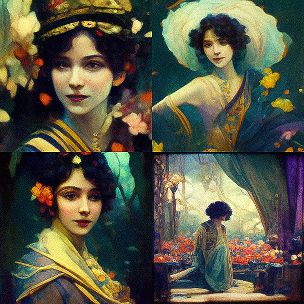 Gaston Bussiere style, Midjourney V3, render 1 of 4