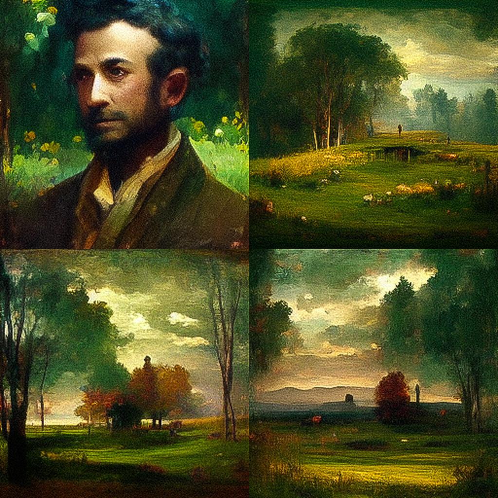George Inness style, Midjourney V3, render 1 of 4
