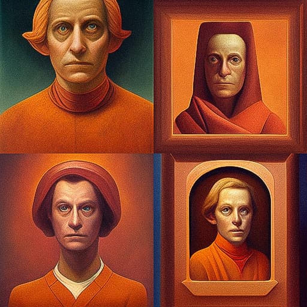 George Tooker style, Midjourney V3, render 1 of 4