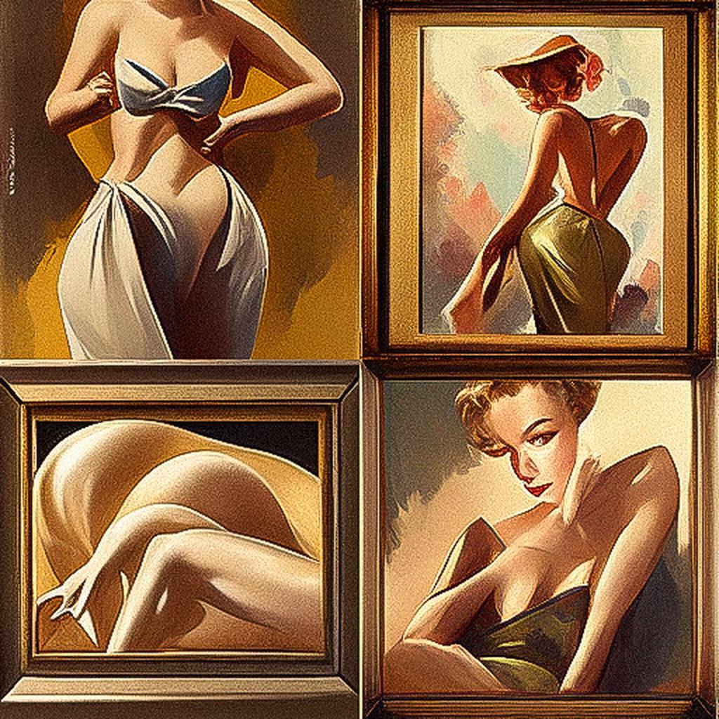 Gil Elvgren style, Midjourney V3, render 1 of 4