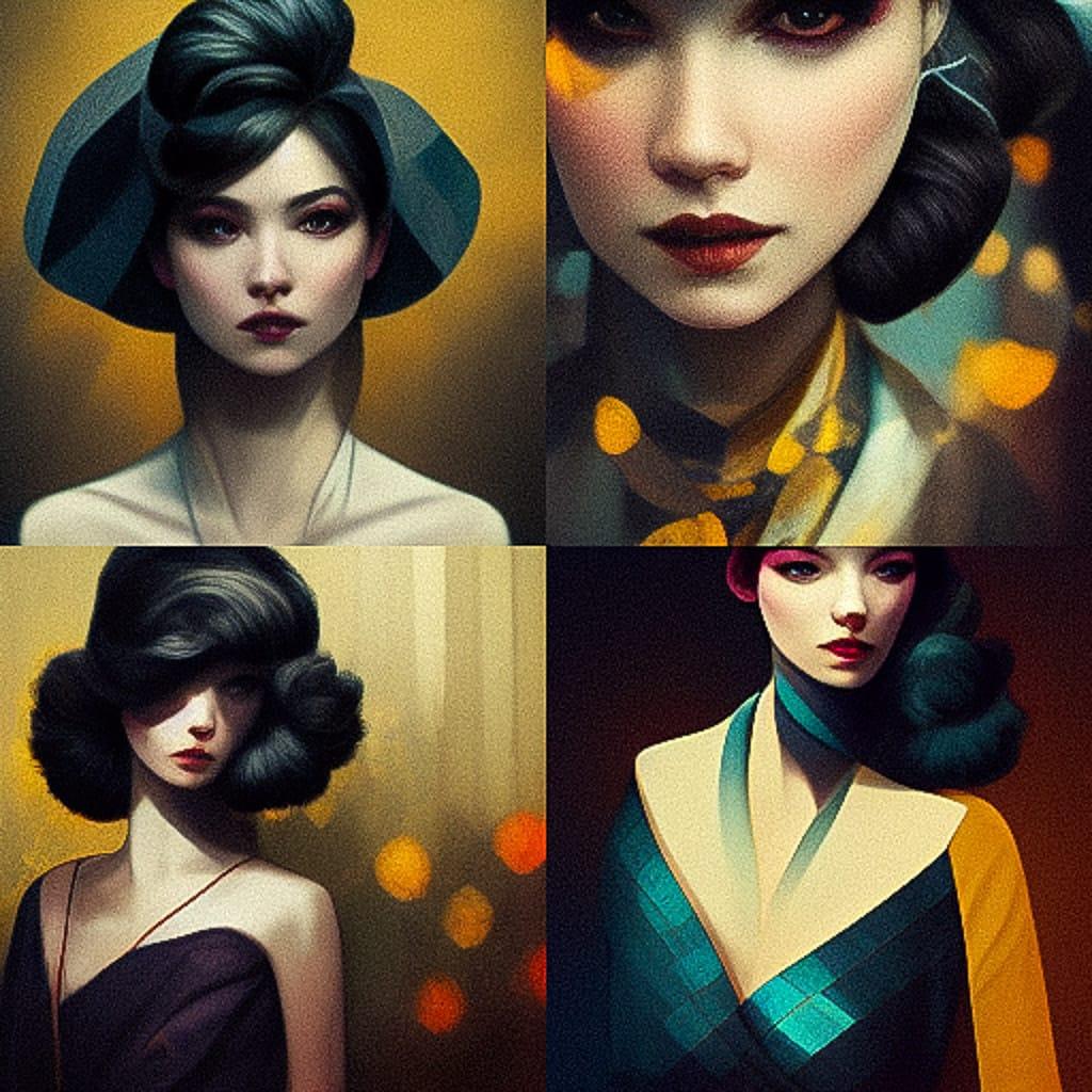 Glamour fashion style, Midjourney V3, render 1 of 4