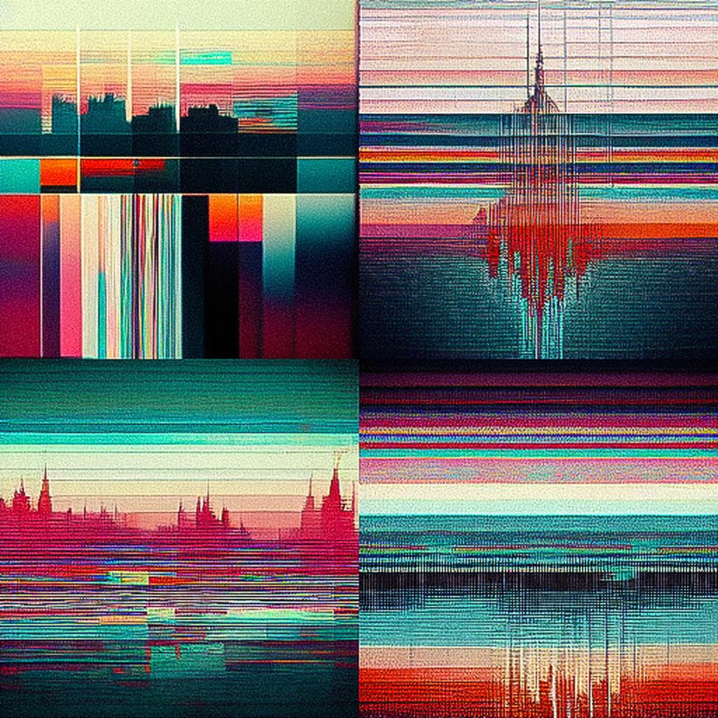 Glitch art style, Midjourney V3, render 1 of 4