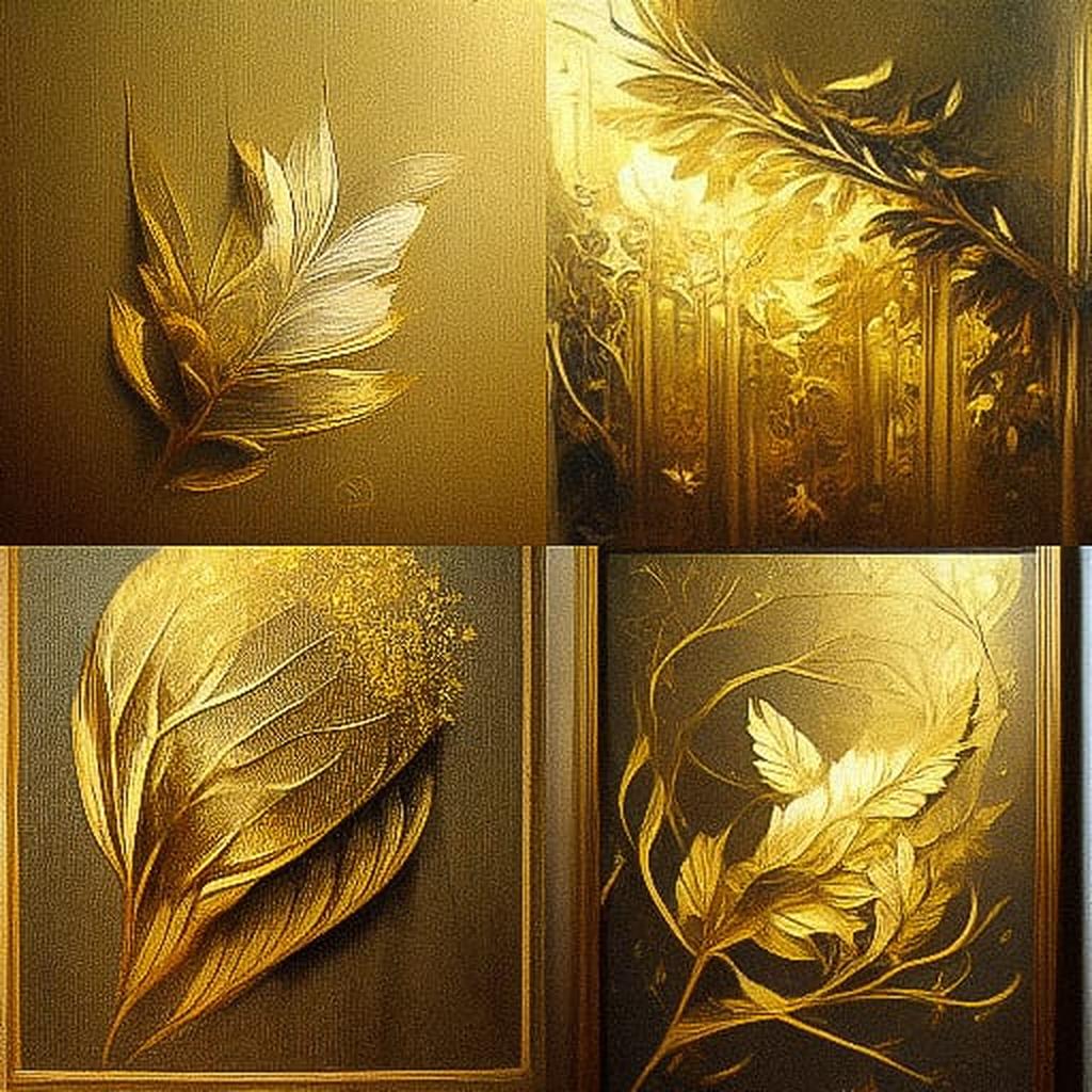 Gold leafing style, Midjourney V3, render 1 of 4