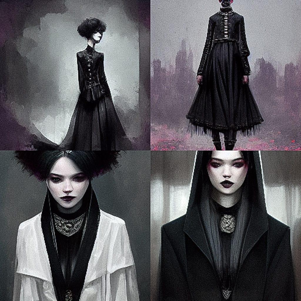 Goth fashion style, Midjourney V3, render 1 of 4