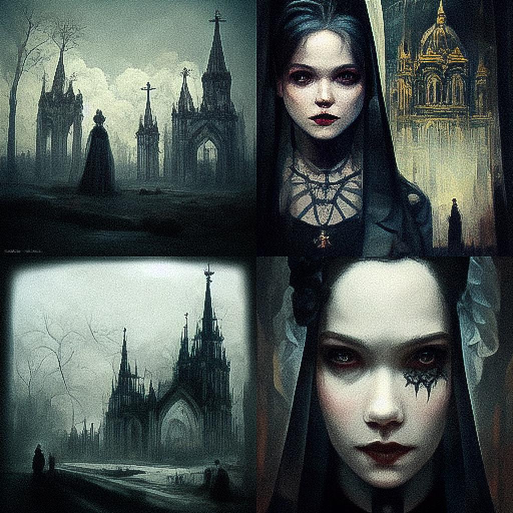 Gothic art style, Midjourney V3, render 1 of 4