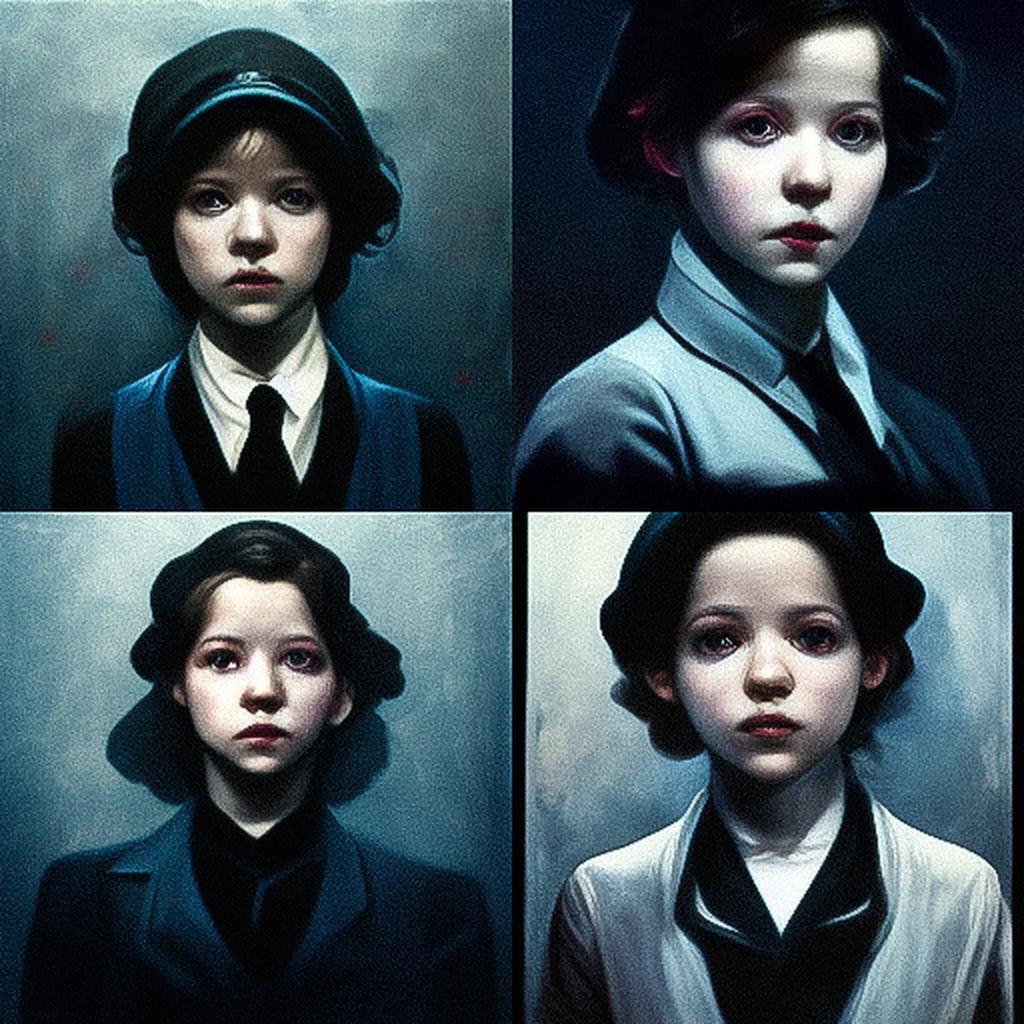 Gottfried Helnwein style, Midjourney V3, render 1 of 4