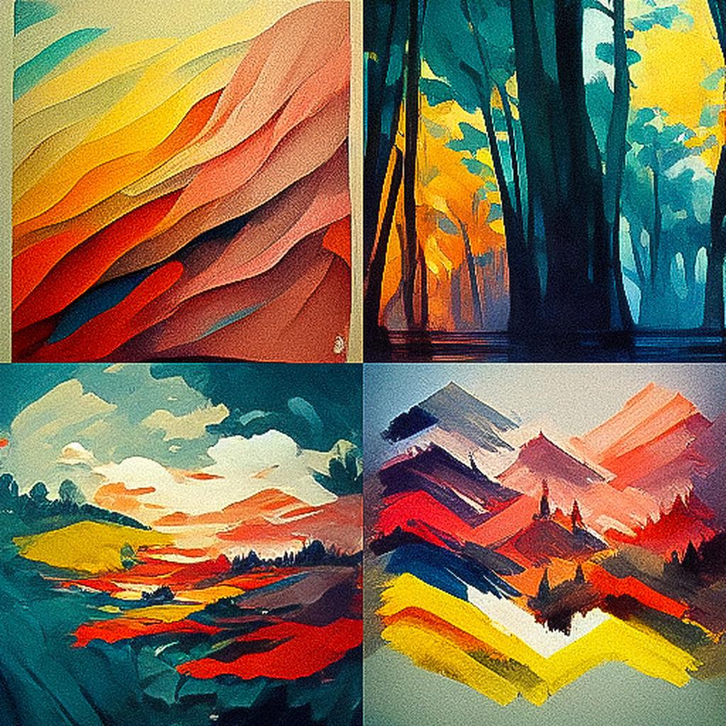 Gouache paint style, Midjourney V3, render 1 of 4