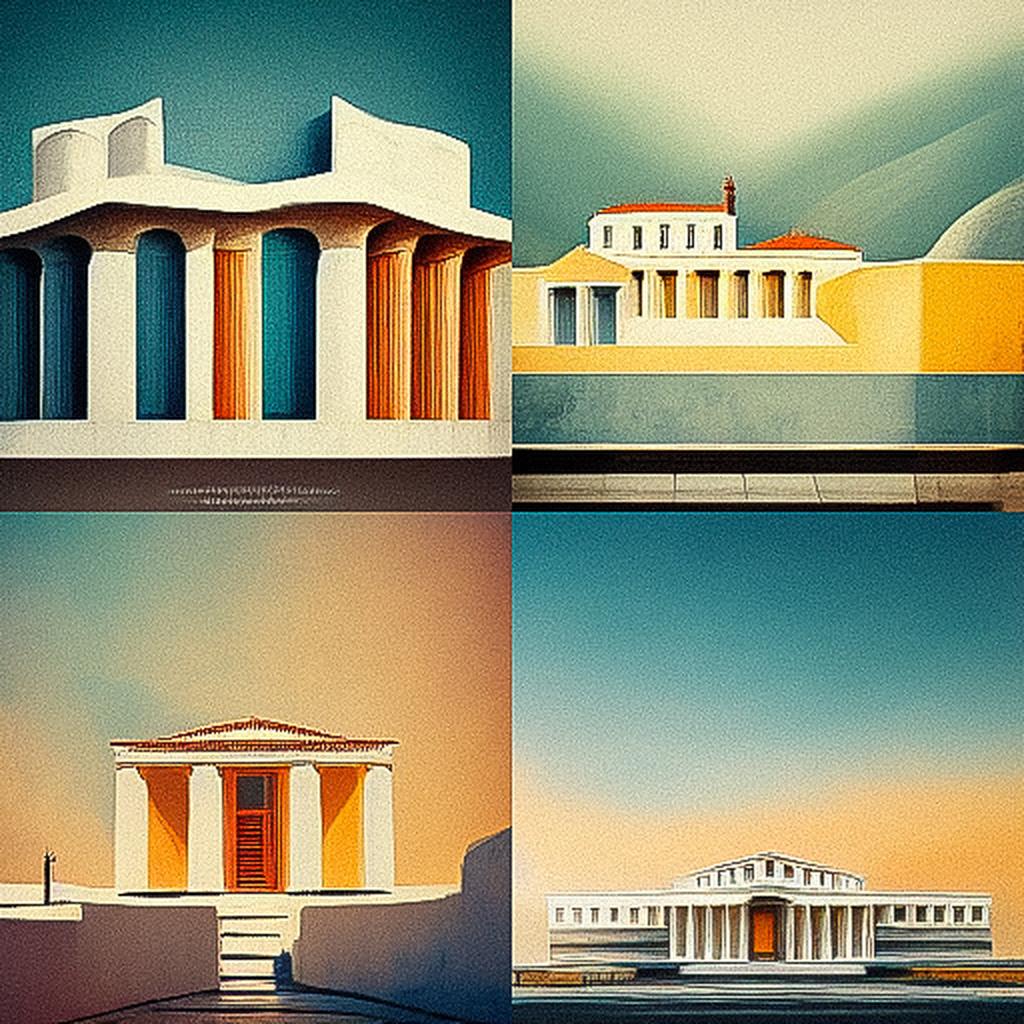 Greek architecture style, Midjourney V3, render 1 of 4