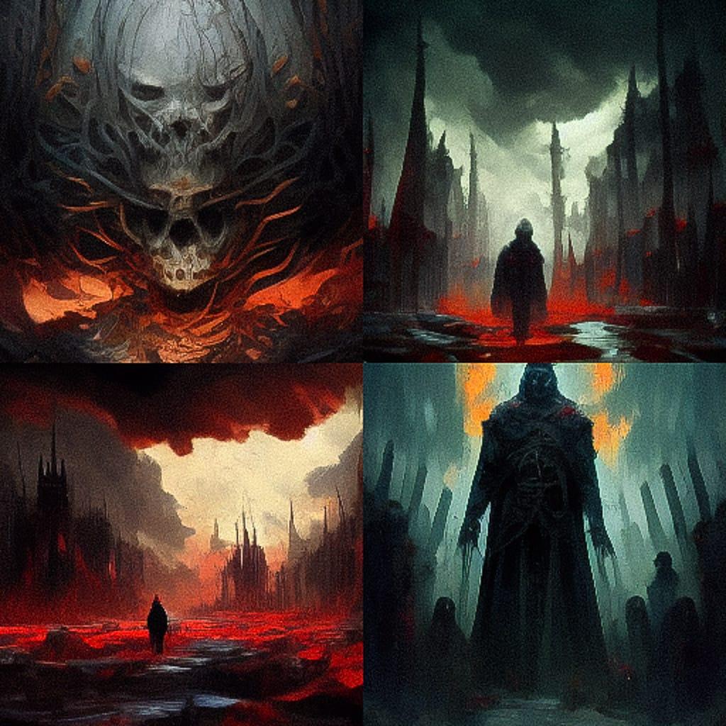 Grimdark style, Midjourney V3, render 1 of 4