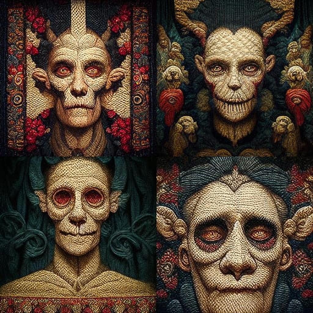 Grotesque tapestry style, Midjourney V3, render 1 of 4
