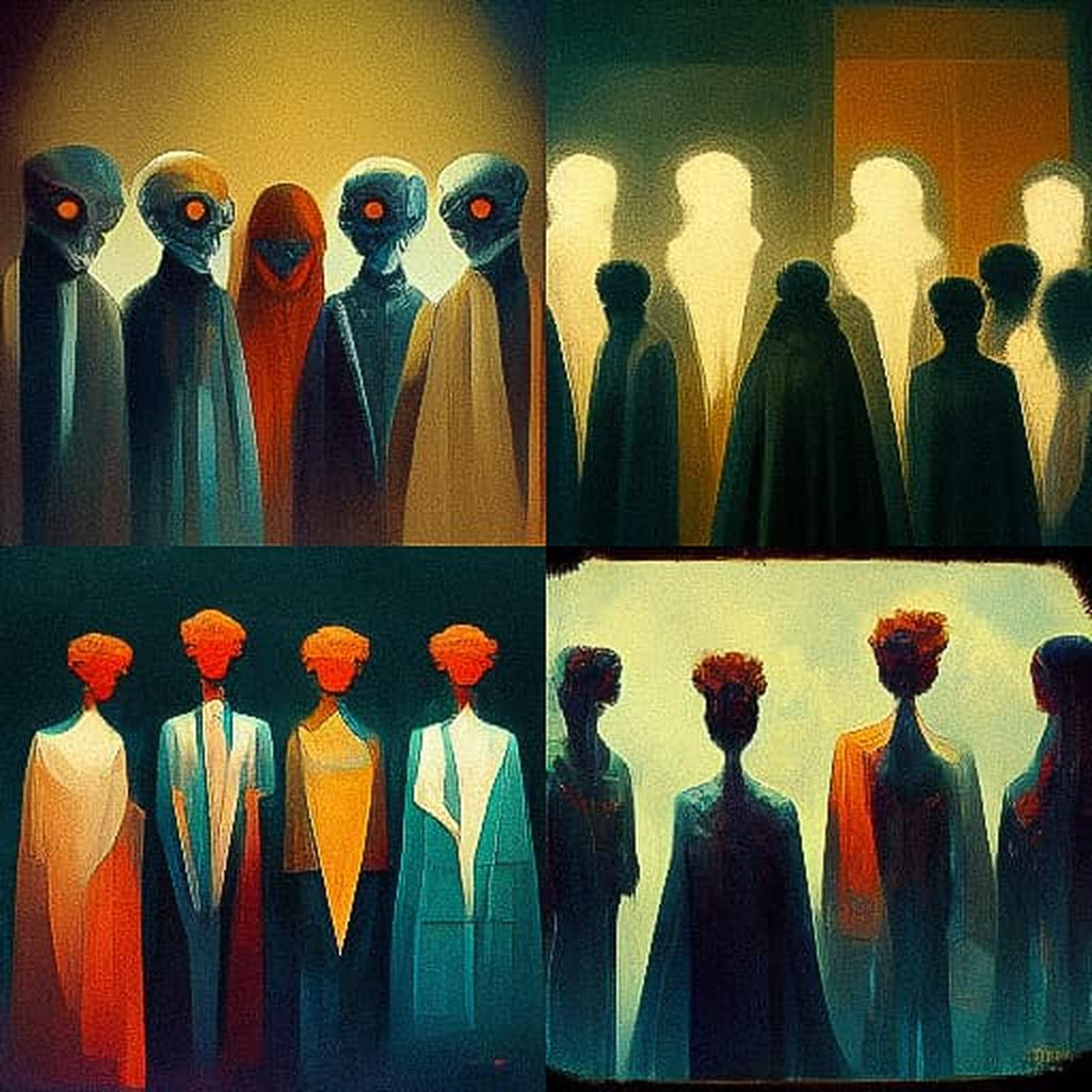 Group portrait style, Midjourney V3, render 1 of 4