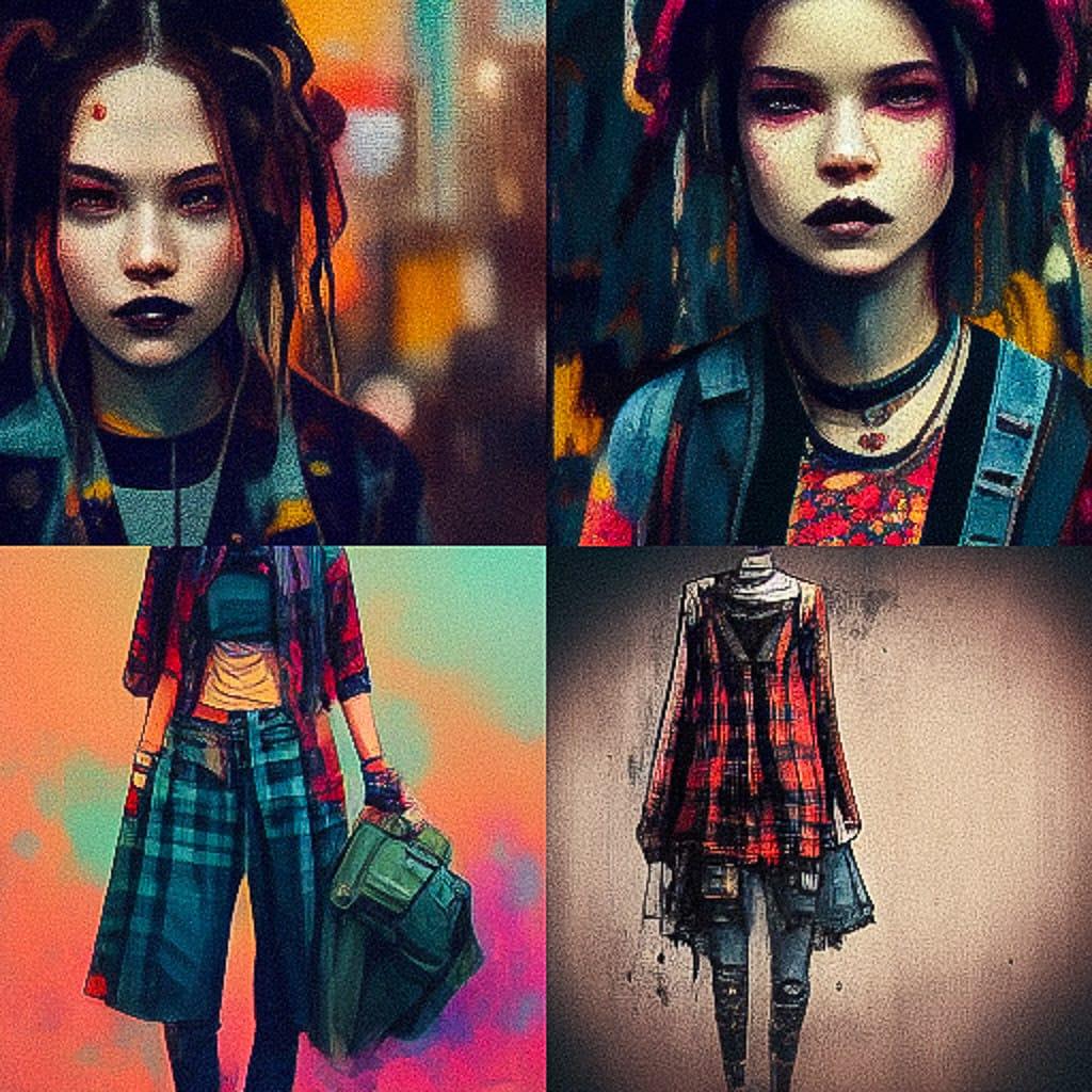Grunge fashion style, Midjourney V3, render 1 of 4