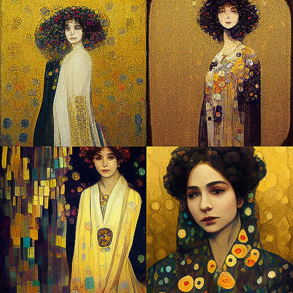 Gustav Klimt style, Midjourney V3, render 1 of 4