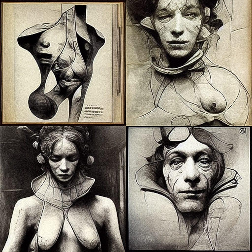 Hans Bellmer style, Midjourney V3, render 1 of 4