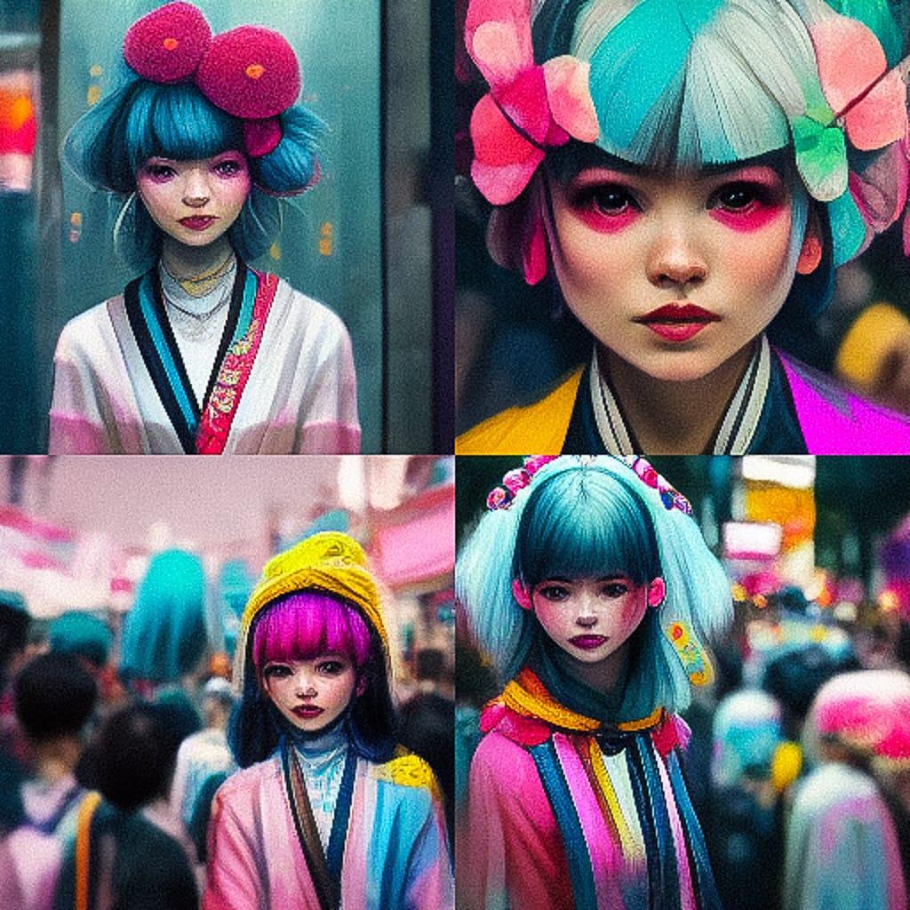 Harajuku fashion style, Midjourney V3, render 1 of 4