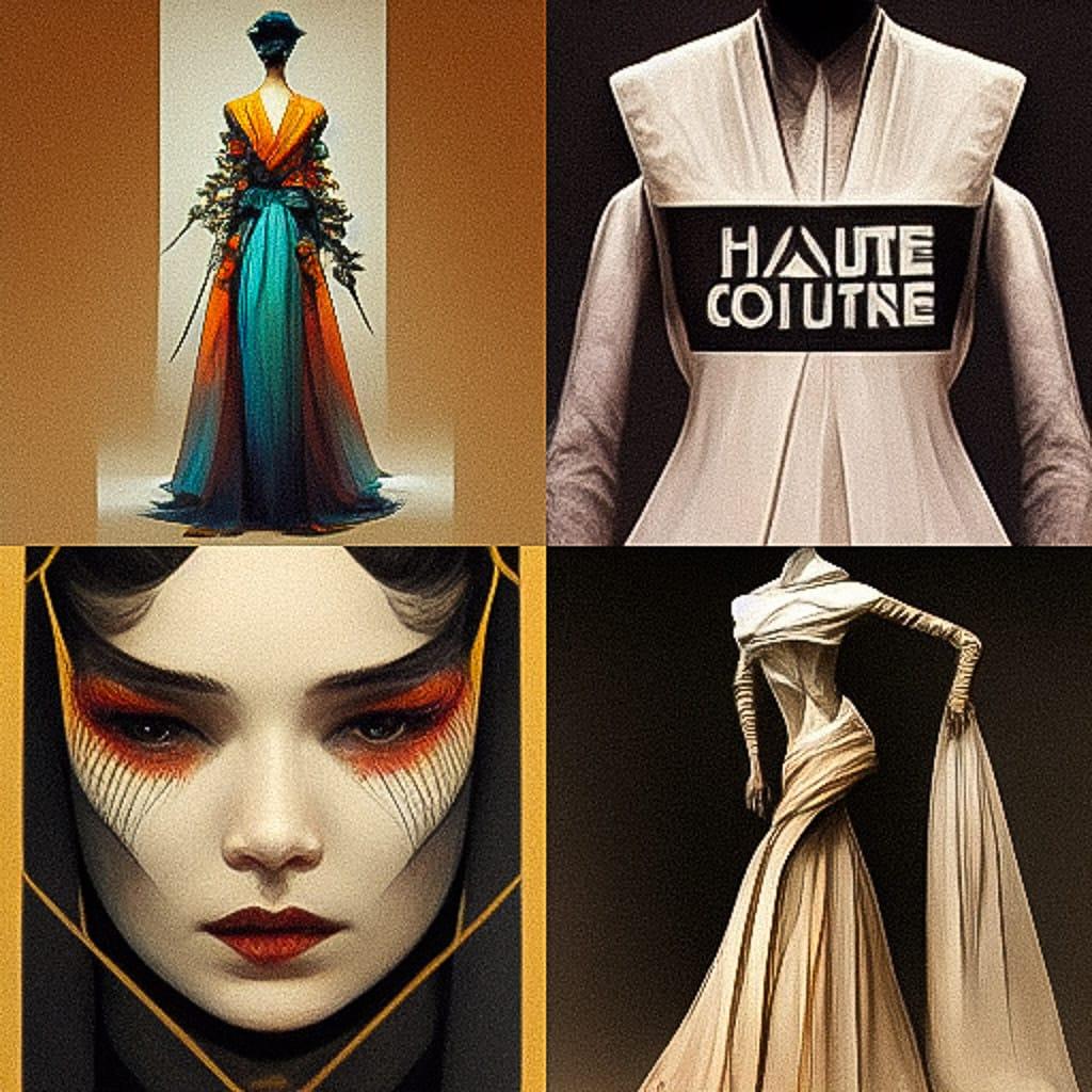 Haute couture fashion style, Midjourney V3, render 1 of 4