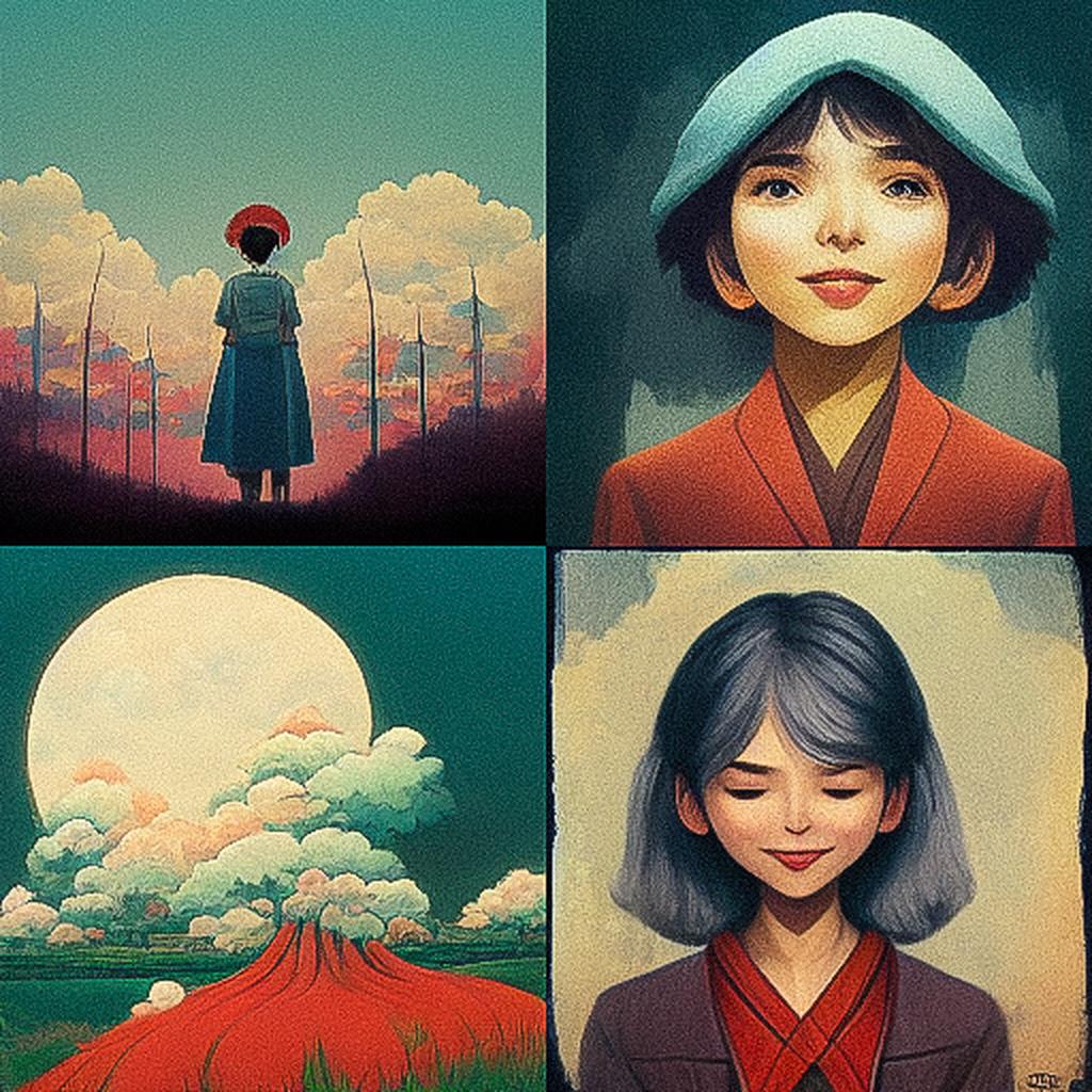 Hayao Miyazaki style, Midjourney V3, render 1 of 4